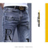 Slim Fit Korean Streetwear Graphical Printed Luxury Hip-Hop Stretch Denim Jeans for Men - Perfect Medium Wash Jeans Outfit